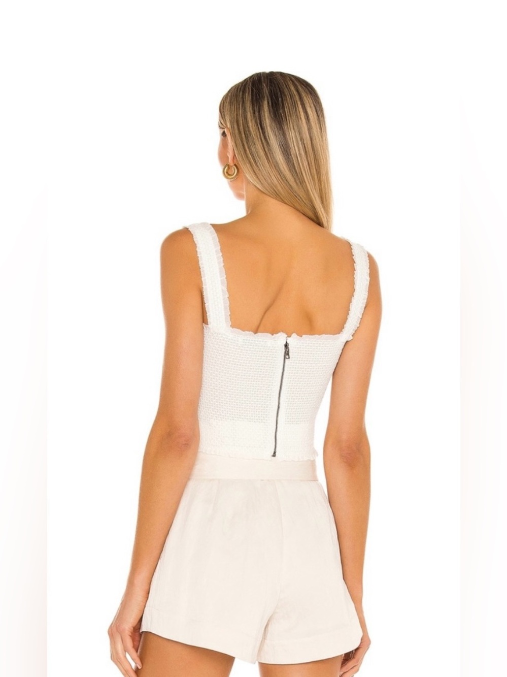 New! Alice + Olivia Penelope White Smocked Crop Tank Top 🤍 Small - Picture 2 of 10